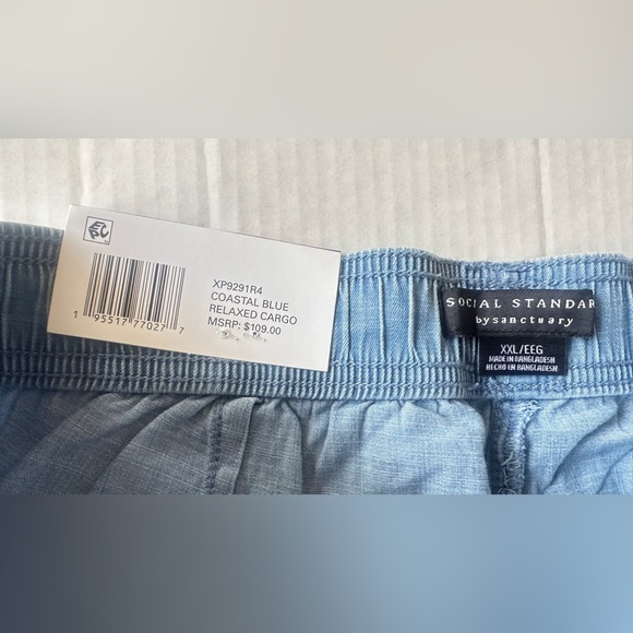 Sanctuary Caravan Coastal Blue Relaxed Cargo Pants Women's Size XXLarge - Picture 2 of 7